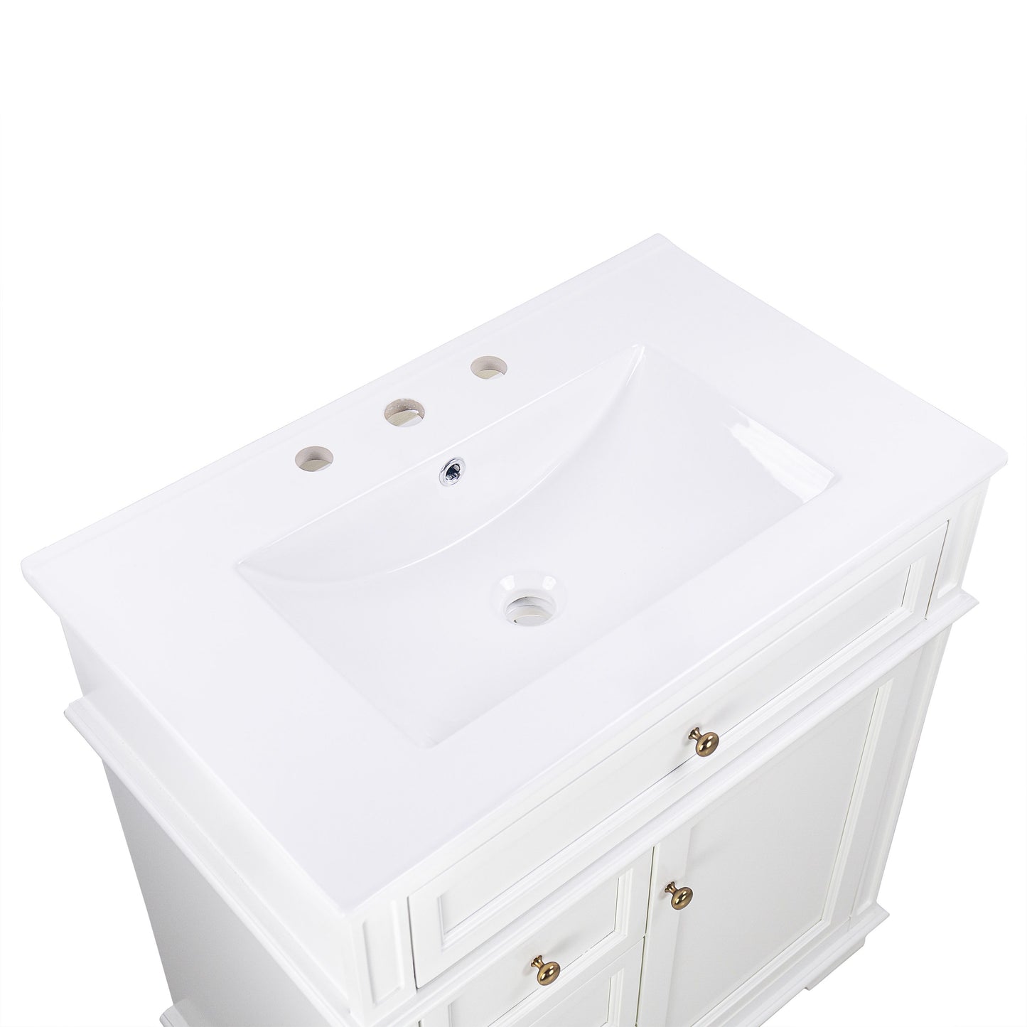 Freestanding 30" Bathroom Vanity With Sink, Soft Closing Door, Tip Out Drawer - White