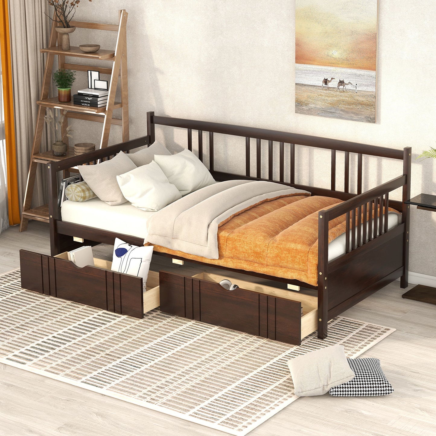 Twin Size DayBed With 2 Drawers - Espresso