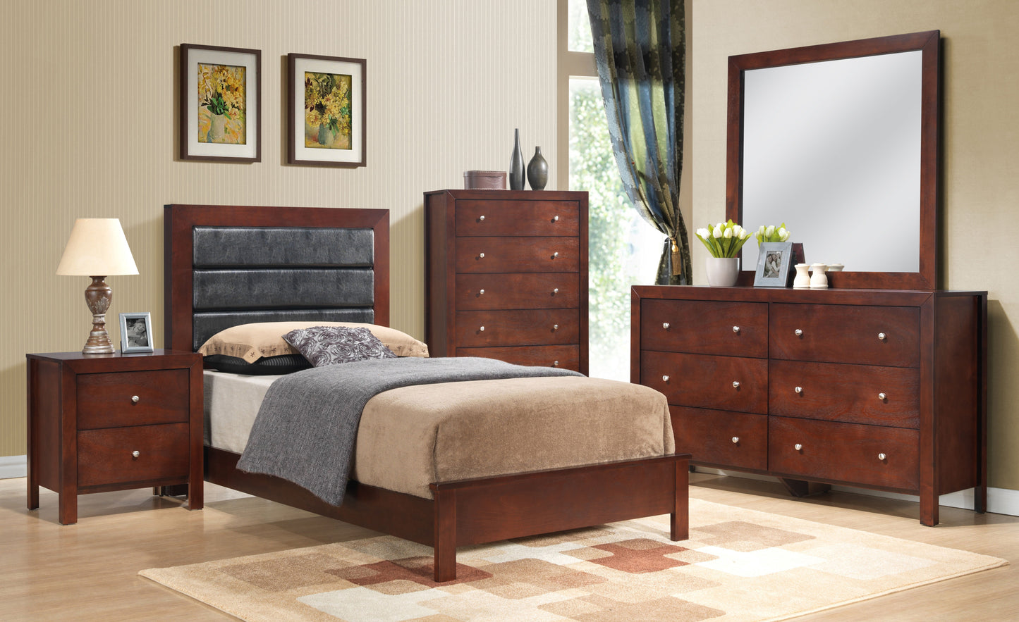 Charming Twin Bed With - Cherry