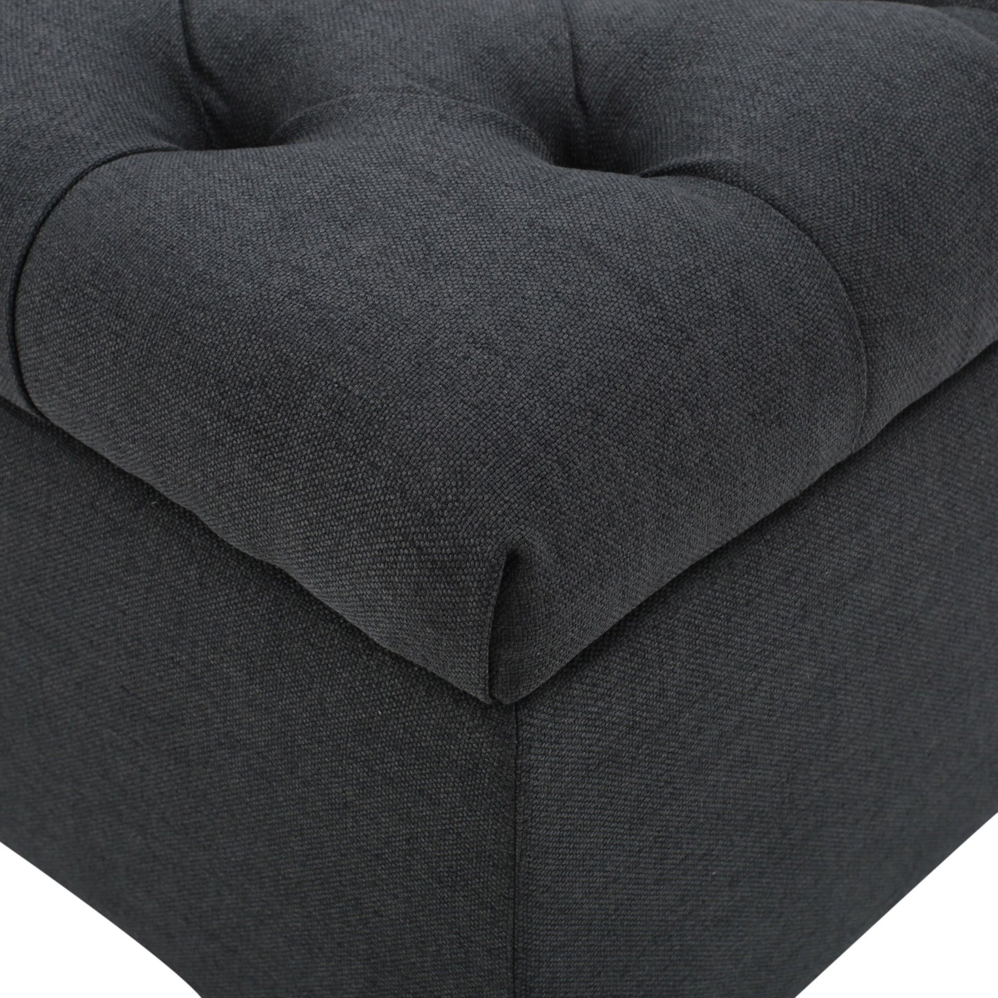 Glouster - Contemporary Storage Ottoman With Button Tufted Diamond Stitching - Dark Gray