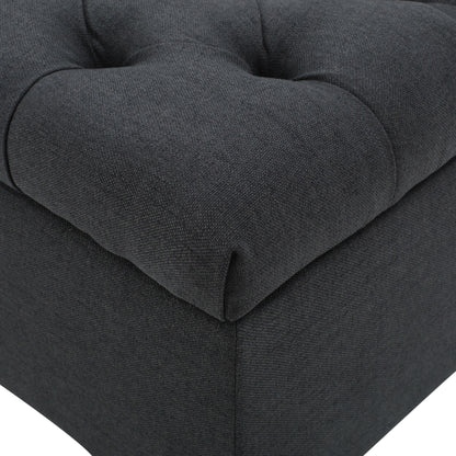 Glouster - Contemporary Storage Ottoman With Button Tufted Diamond Stitching - Dark Gray