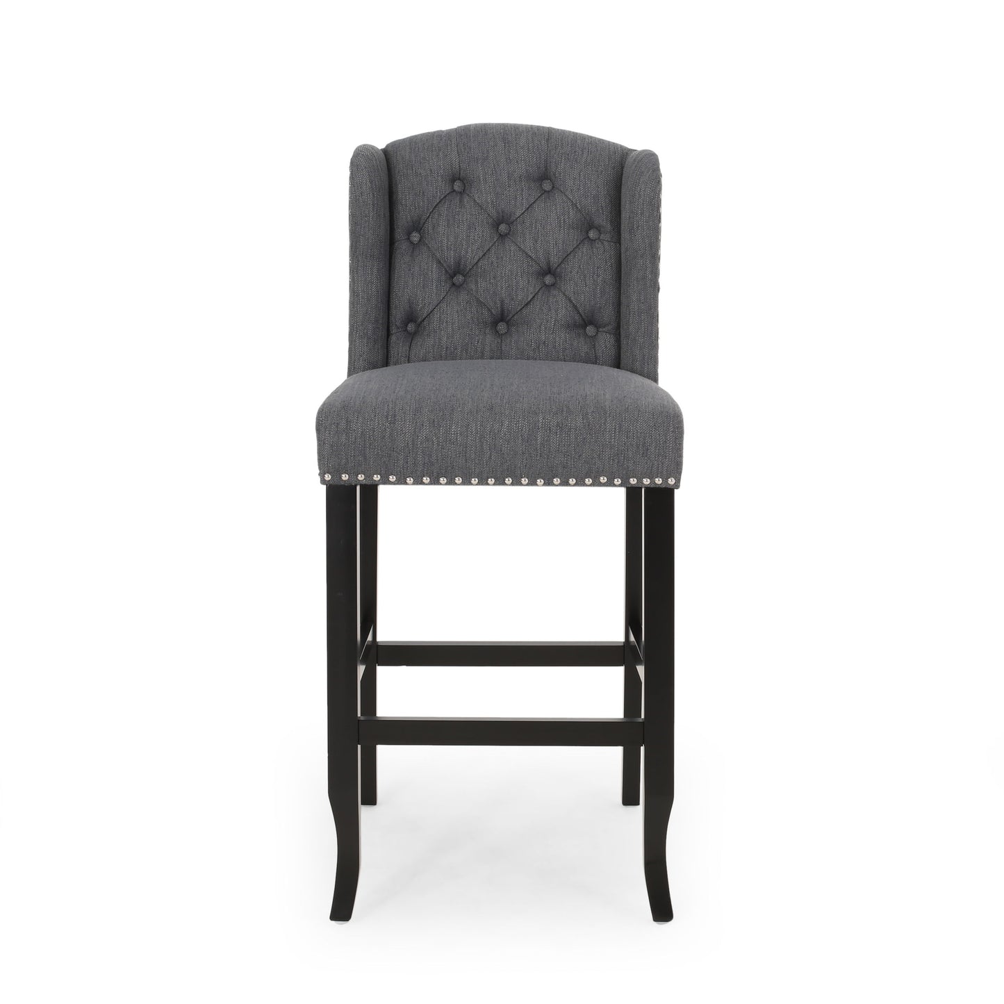Solara - Fabric Tufted Counter Stool With Nailhead Accents (Set of 2) - Charcoal
