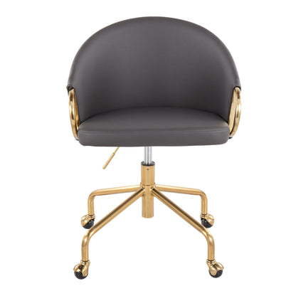 Claire - Contemporary / Glam Task Chair - Gold / Gray