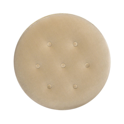 Yolanda - Round Upholstered Accent Ottoman - Fawn Brown