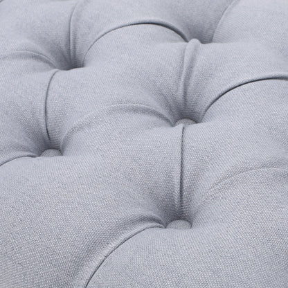 Hilton - Ottoman Bench With Classic Button Tufting - Light Gray