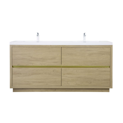 Bathin Freestanding Bathroom Vanity With Double Sinks, Bathroom Storage Vanity Cabinet With Stone Resin Countertop And Soft Close Drawers - Natural Oak
