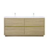 Bathin Freestanding Bathroom Vanity With Double Sinks, Bathroom Storage Vanity Cabinet With Stone Resin Countertop And Soft Close Drawers - Natural Oak