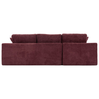 Cloud Sectional Sofa Upholstered Sofa Couch With Double-Layer Cushion And Side Pockets - Red