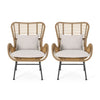 Outdoor Rattan Accent Chair With Metal Legs - Brown