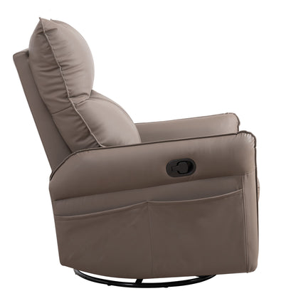 Rocking Recliner Chair, 360 Degree Swivel Nursery Rocking Chair, Glider Chair, Modern Small Rocking Swivel Recliner Chair For Bedroom, Living Room Chair Home Theater Seat, Side Pocket - Brown