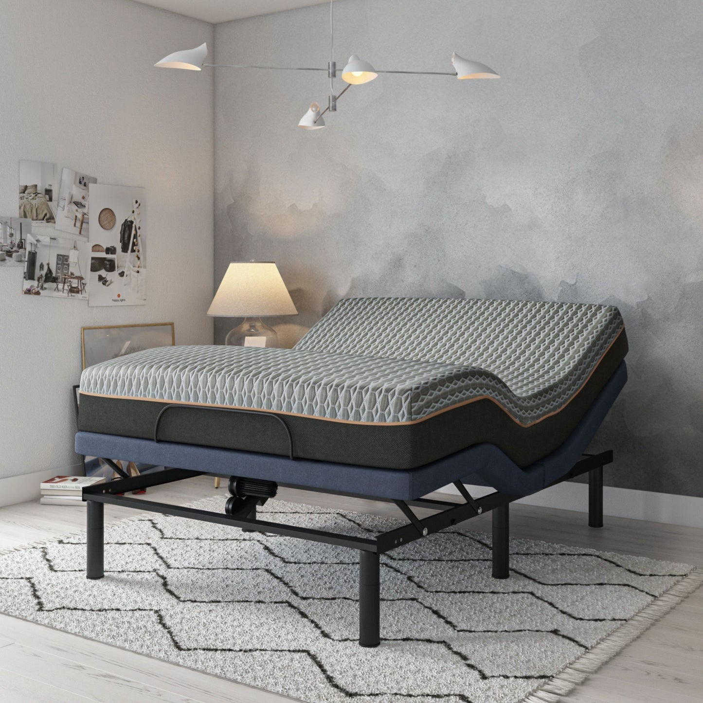 Bt2000 - Full Adjustable Bed Base With Full-Range Positions Adjustment - Blue / Gray