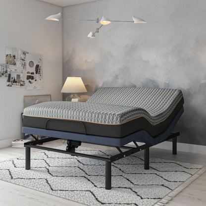 Bt2000 - Queen Adjustable Bed Base With Full-Range Positions Adjustment - Blue / Gray