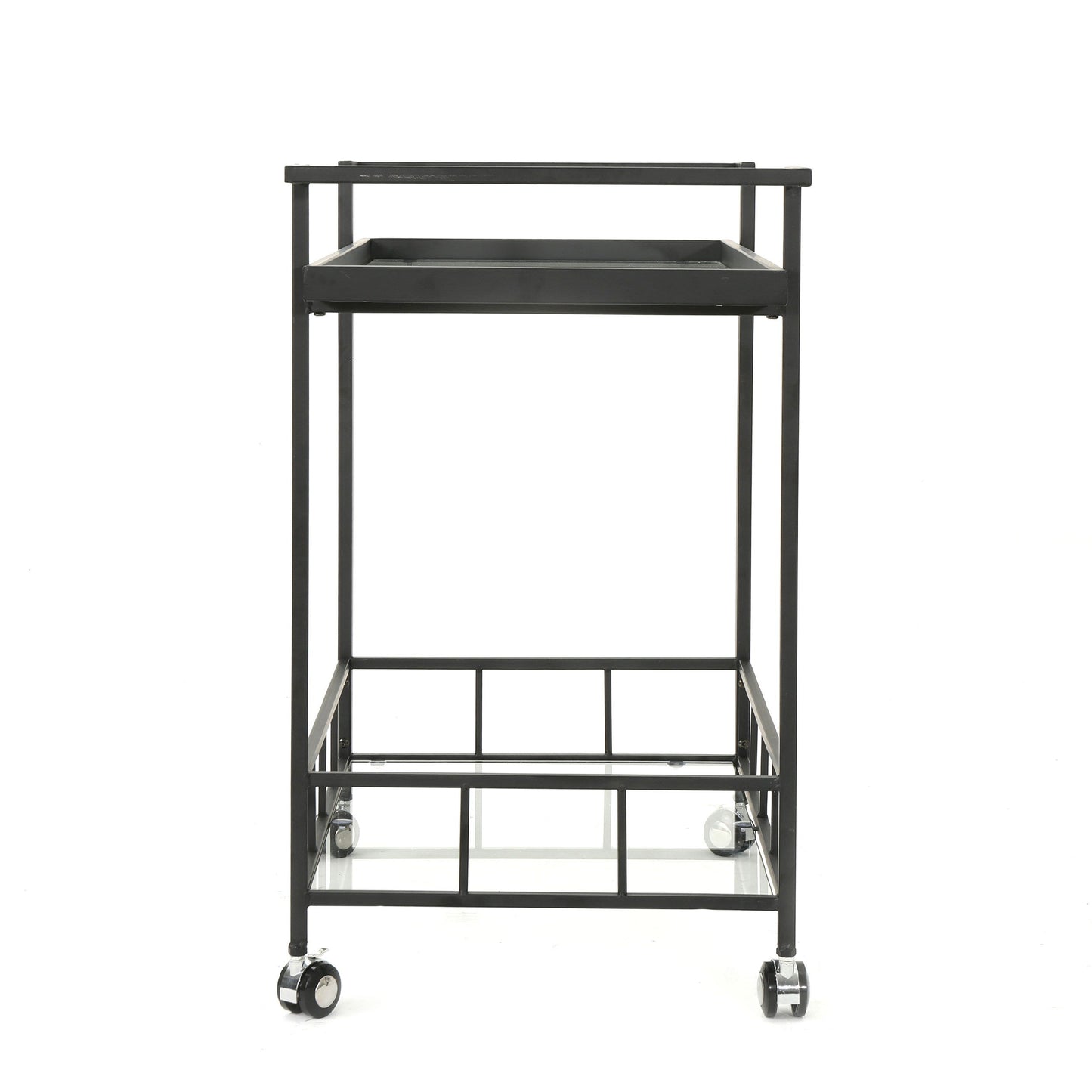 2 Tier Bar Cart, Utility Cart, Rolling Serving Cart, Kitchen Cart With Storage Shelves - Black
