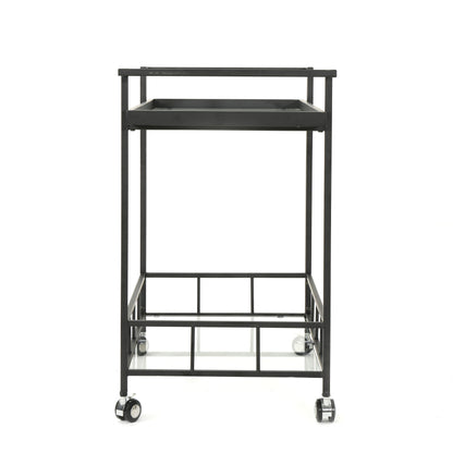 2 Tier Bar Cart, Utility Cart, Rolling Serving Cart, Kitchen Cart With Storage Shelves - Black
