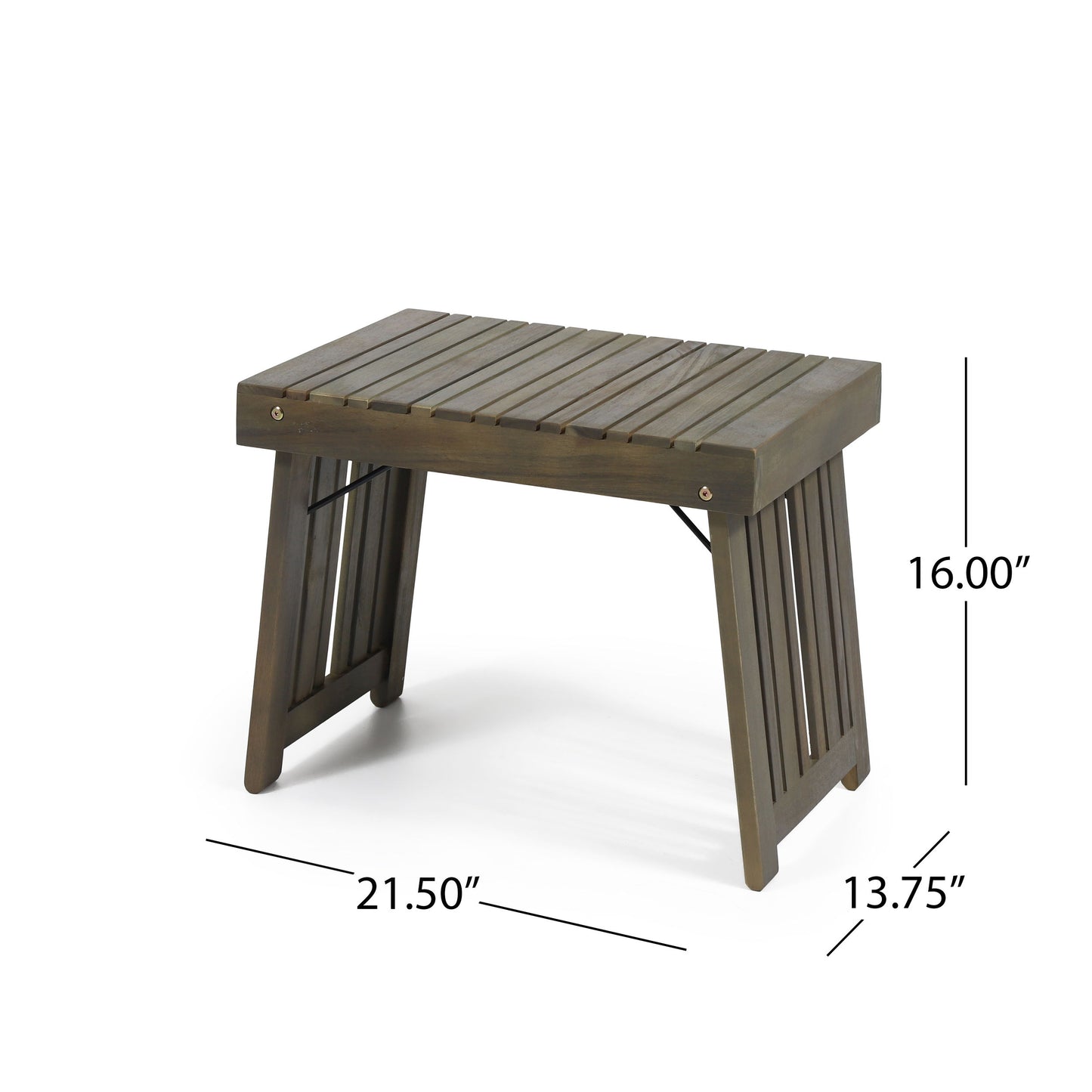 Temptation - Outdoor Foldable Side Table With Slat Design - Gray