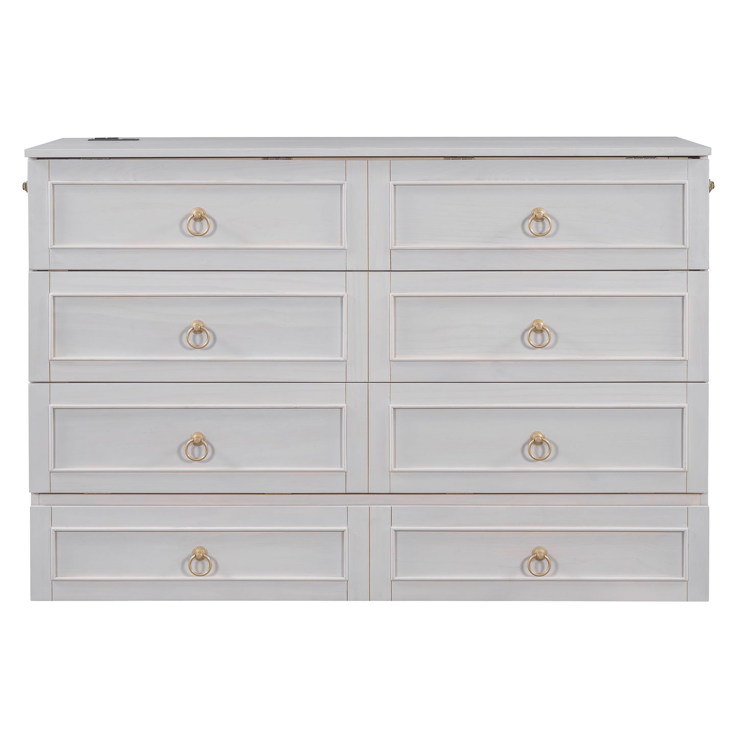 Queen Murphy Bed Elegantly Designed With Large Drawers - White