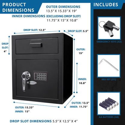 1 1 Cu Ft Keypad Depository Safe - Black