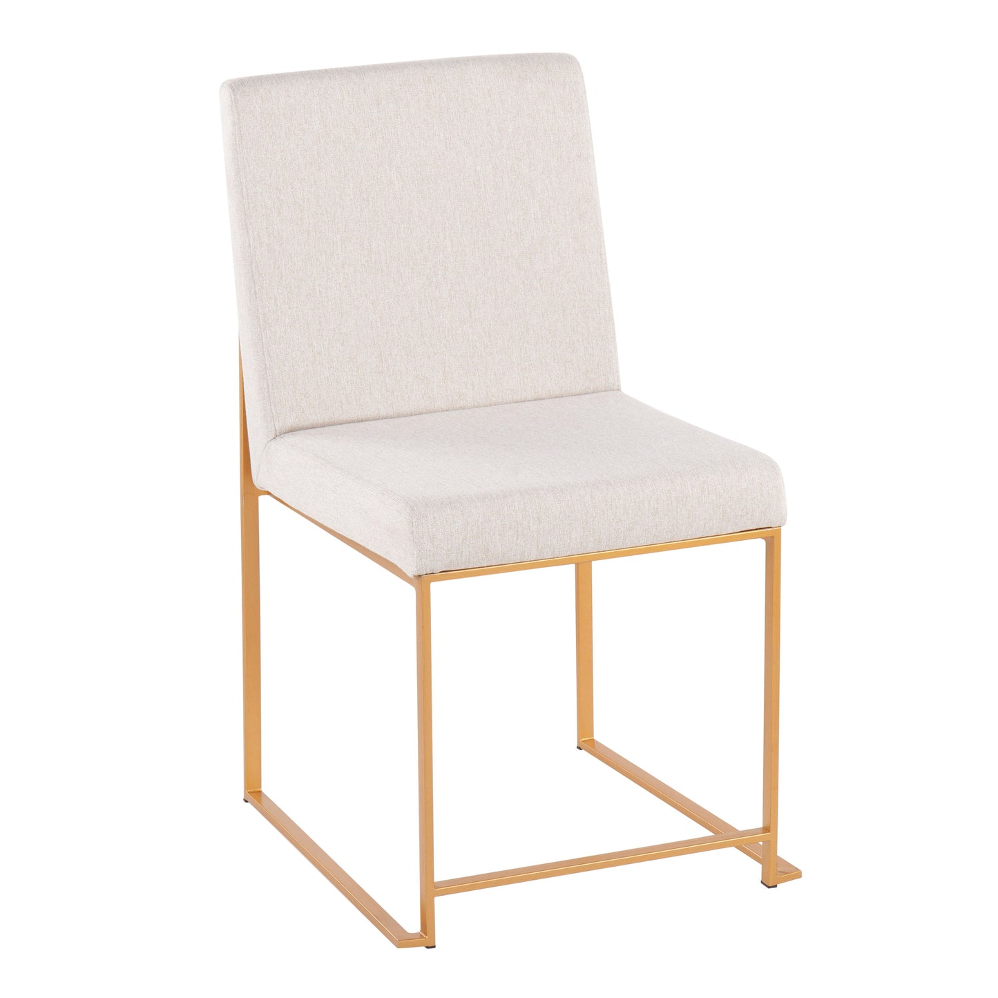 Fuji - Contemporary High Back Dining Chair (Set of 2) - Gold / Beige