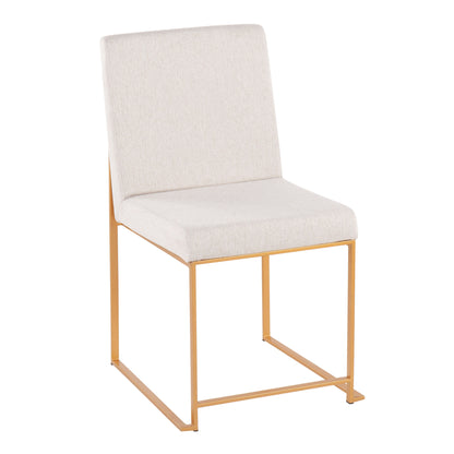 Fuji - Contemporary High Back Dining Chair (Set of 2) - Gold / Beige