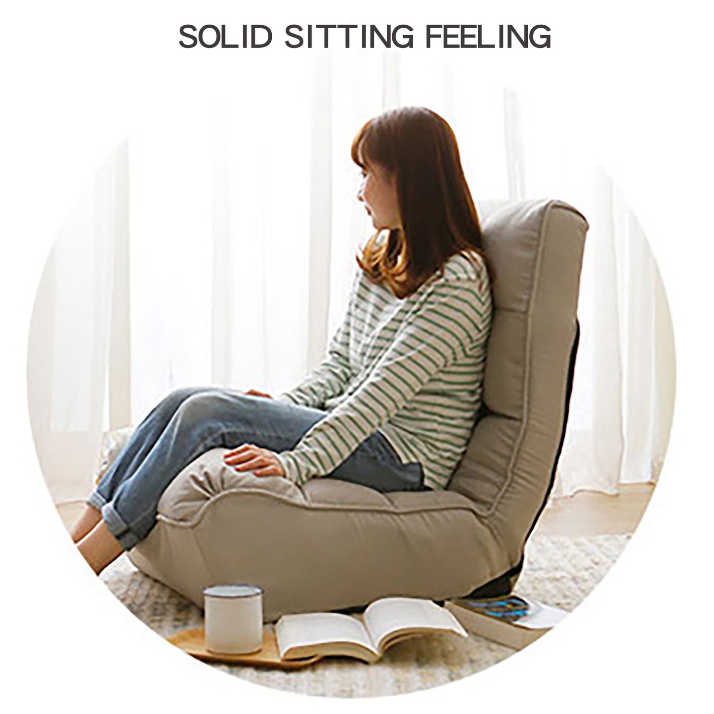 Single Sofa Reclining Japanese Chair Lazy Sofa Tatami Balcony Adjustable Chair - Gray
