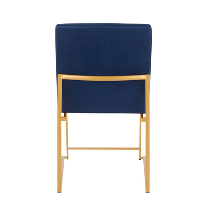 Fuji - Contemporary High Back Dining Chair (Set of 2) - Gold / Blue