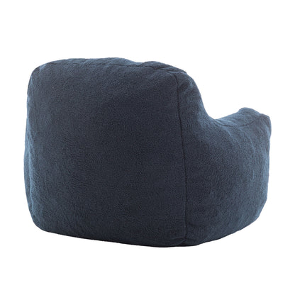 Comfy Bean Bag Chair With Filler, Tufted Memory Foam Sofa, Teddy Fabric, Fluffy And Cozy Seating For Dorm, Apartment, Or Living Room - Dark Blue