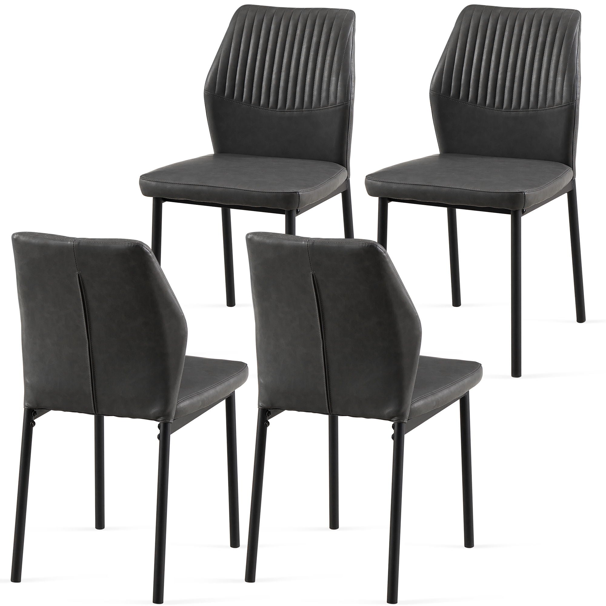 Dining Chairs Living Room Chair Modern Kitchen Armless Side Chair With Metal Legs (Set of 4) - Dark Gray