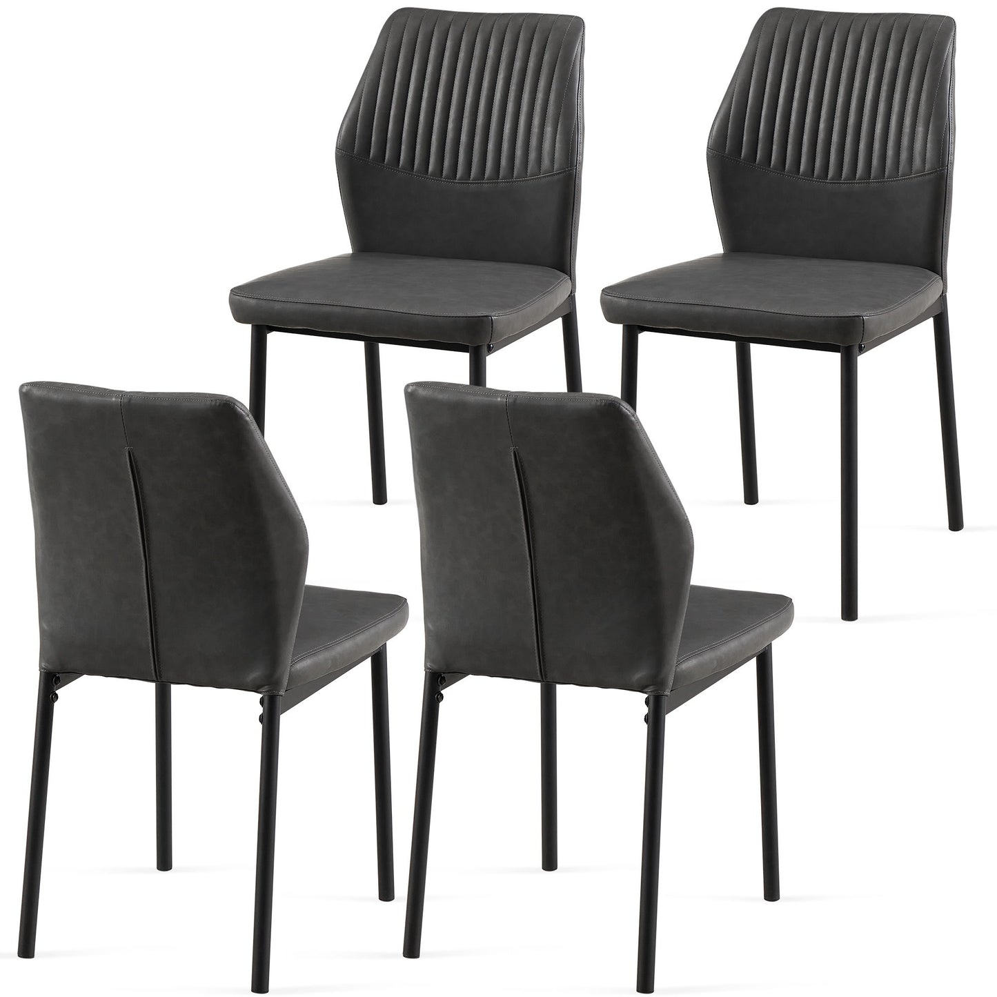Dining Chairs Living Room Chair Modern Kitchen Armless Side Chair With Metal Legs (Set of 4) - Dark Gray