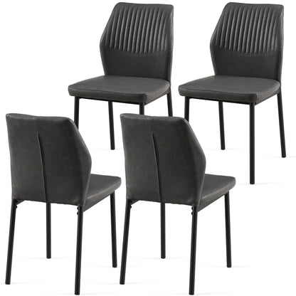 Dining Chairs Living Room Chair Modern Kitchen Armless Side Chair With Metal Legs (Set of 4) - Dark Gray