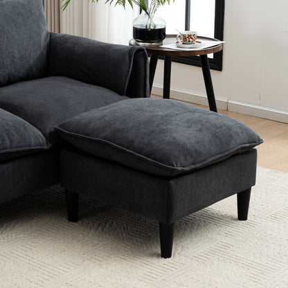 Convertible Combination Sofa, Sofa L Shaped, Sofa With Footstools With Storage Sofa For Living Room, Living Room 3 Seater Combination Sofa - Gray
