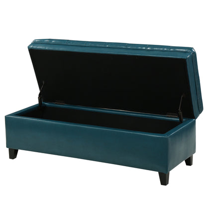 Juliana - Teal Storage Ottoman With Spacious Interior - Teal