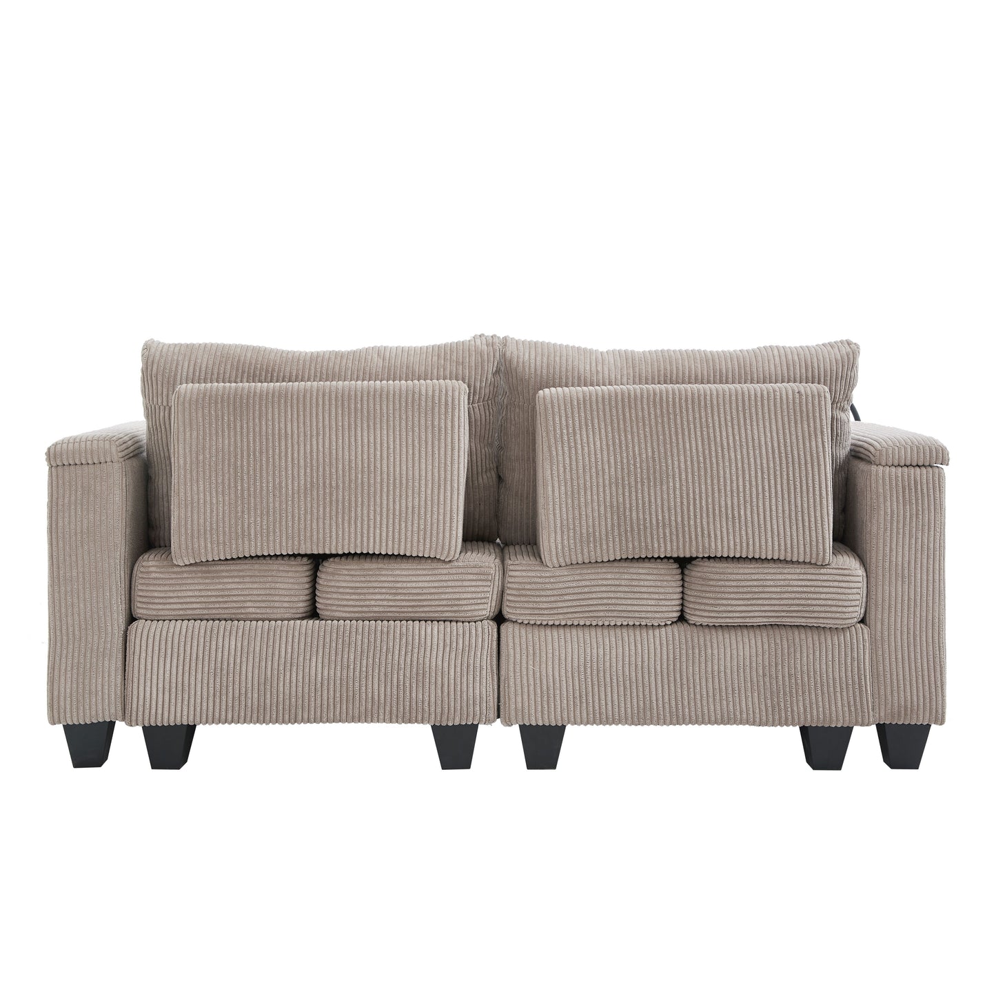 Convertible Chaise Lounge Loveseat Sofa Bed With USB Ports, Cup Holders, Phone Holder, Storage - Brown