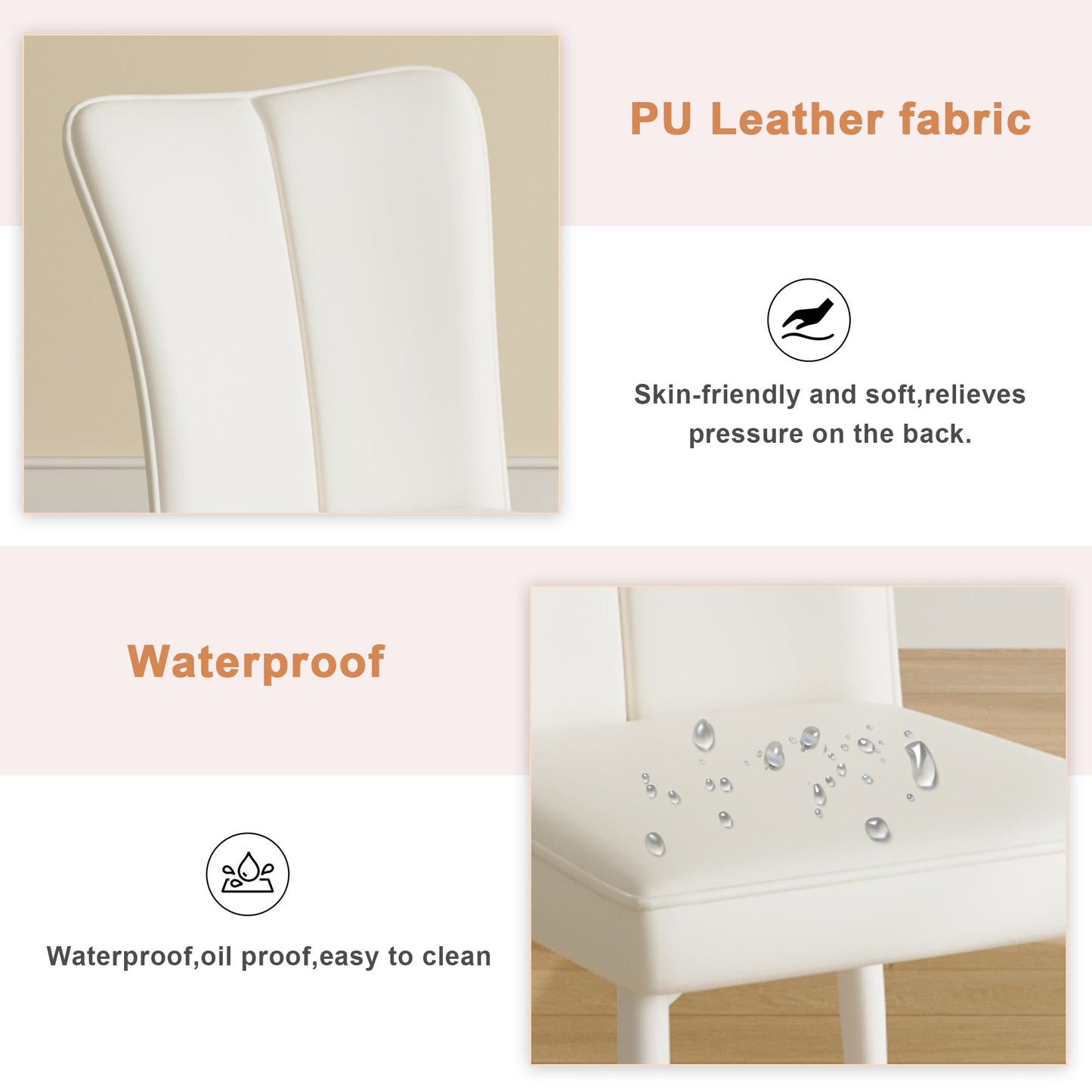 Style Minimalist Dining Chairs With 4 White Sponge Seats And Metal Legs, With 1 Chair Serving Multiple Purposes - Milky White