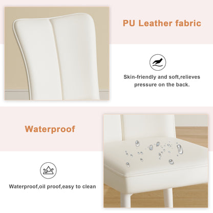 Style Minimalist Dining Chairs With 4 White Sponge Seats And Metal Legs, With 1 Chair Serving Multiple Purposes - Milky White