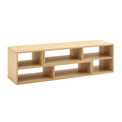 2 Piece Cube TV Stand And L Shaped Entertainment Center With Open Storage And 2 Shelves - Burly Wood