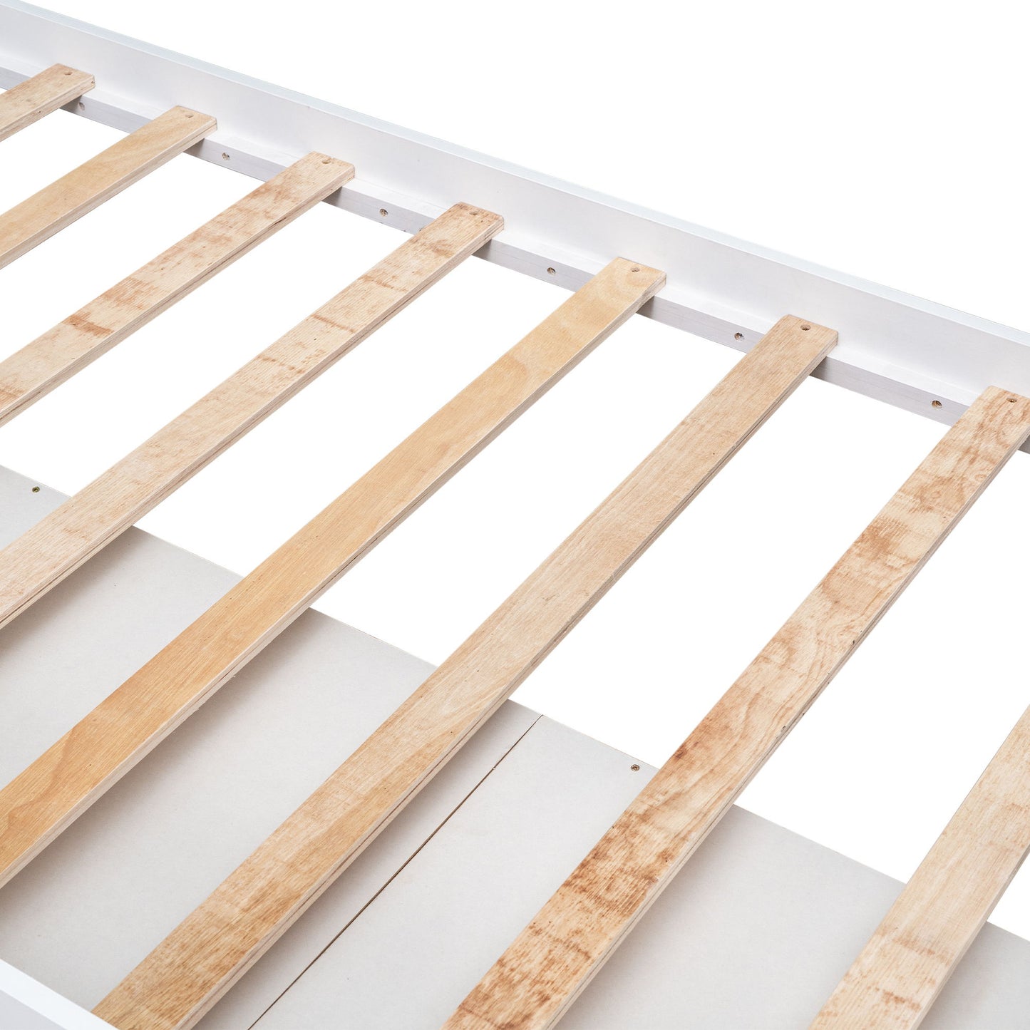 Twin Size Platform Storage Bed Solid Wood Bed With 6 Drawers - White