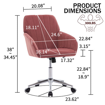 Adjustable Office Chair Ergonomic Swivel Chair - Rose Red