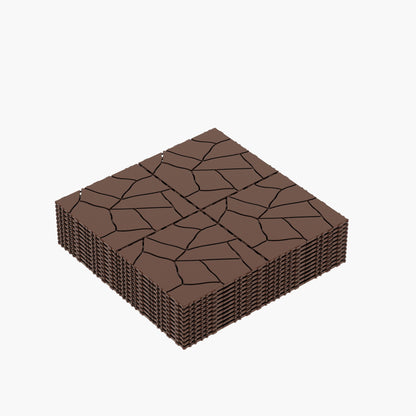 Stone Style 12" Patio Deck Tiles Diy Interlocking Floor Tiles, 44 Pieces - Red Brown
