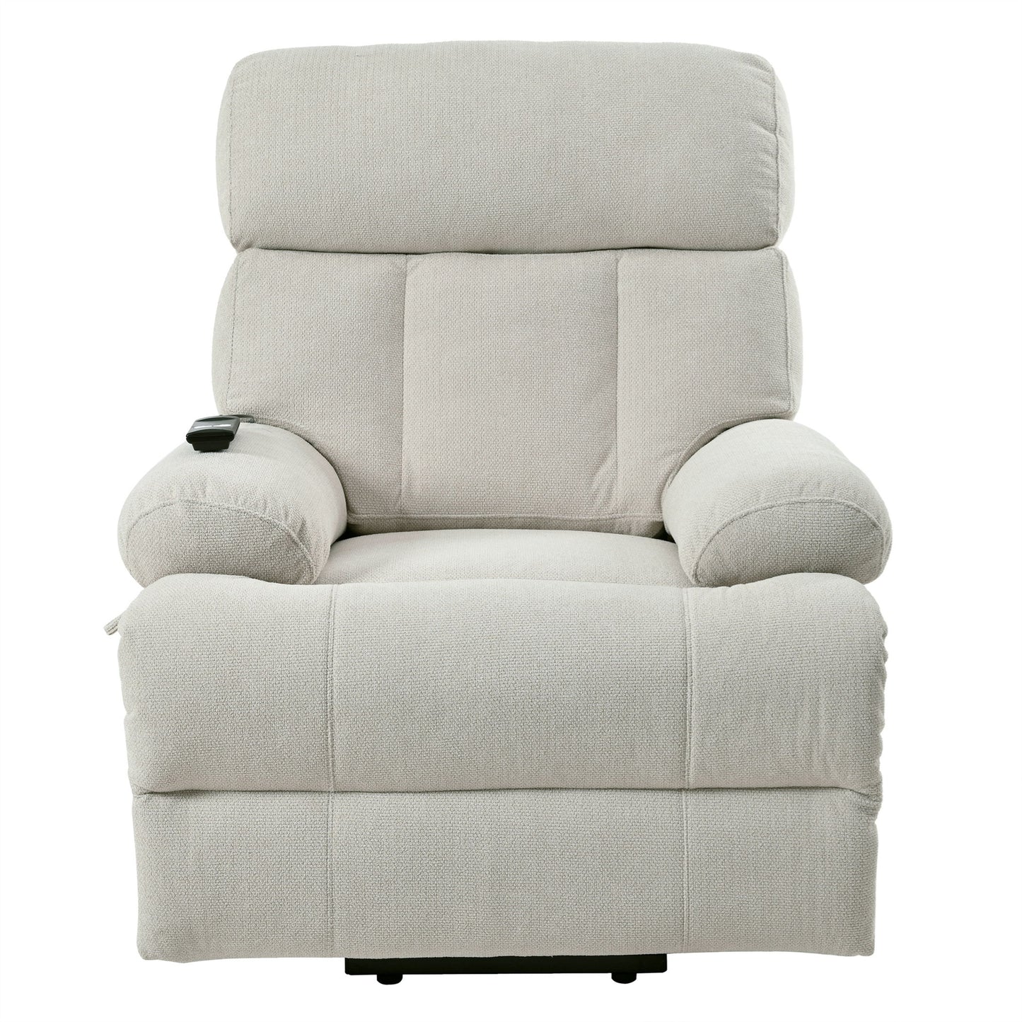 Oversized Power Lift Recliner Chair - Electric Fabric Reclining Sofa Chair With Remote Control, Side Pocket, And Spacious Seat For Home Theater - Light Gray