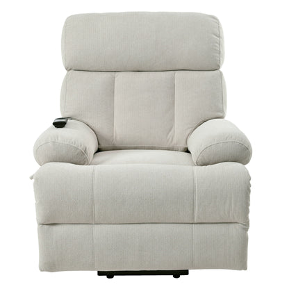 Oversized Power Lift Recliner Chair - Electric Fabric Reclining Sofa Chair With Remote Control, Side Pocket, And Spacious Seat For Home Theater - Light Gray
