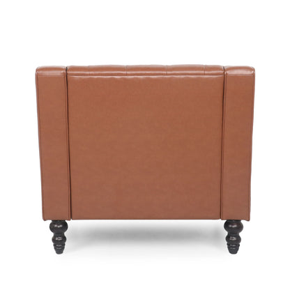 Contemporary Club Chair With Button Tufting And Diamond Stitching - Light Brown