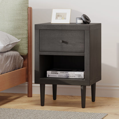Nystrom - Wood Single Drawer Nightstand - Gray