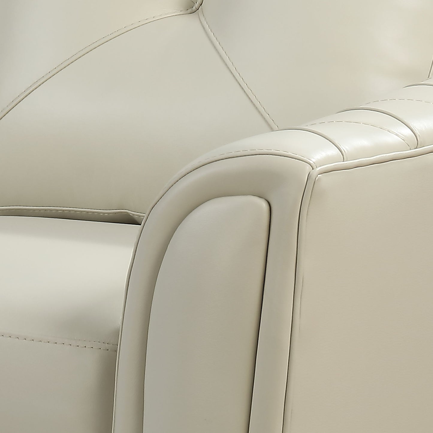 Modern Tufted Leather Sofa - Ivory