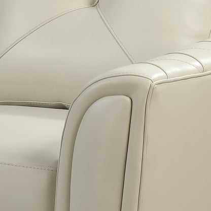 Modern Tufted Leather Sofa - Ivory