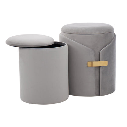 Dahlia - Contemporary / Glam Nesting Ottoman Set - Silver