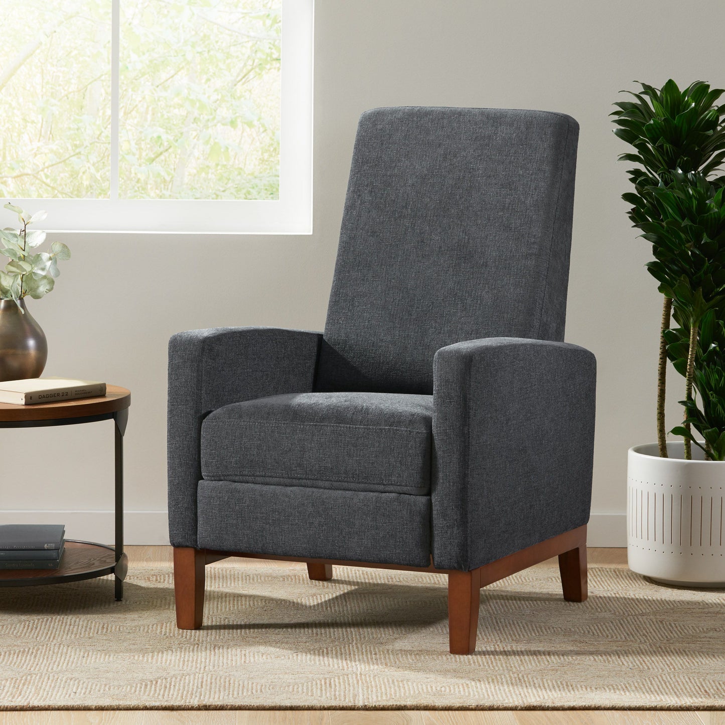 Wide Hand Manual Club Recliner - Charcoal