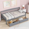 Twin Size Pine Wood Daybed With Two Storage Drawers, Sofa Bed With Bed Platform Of 10 Support Slats - Gray