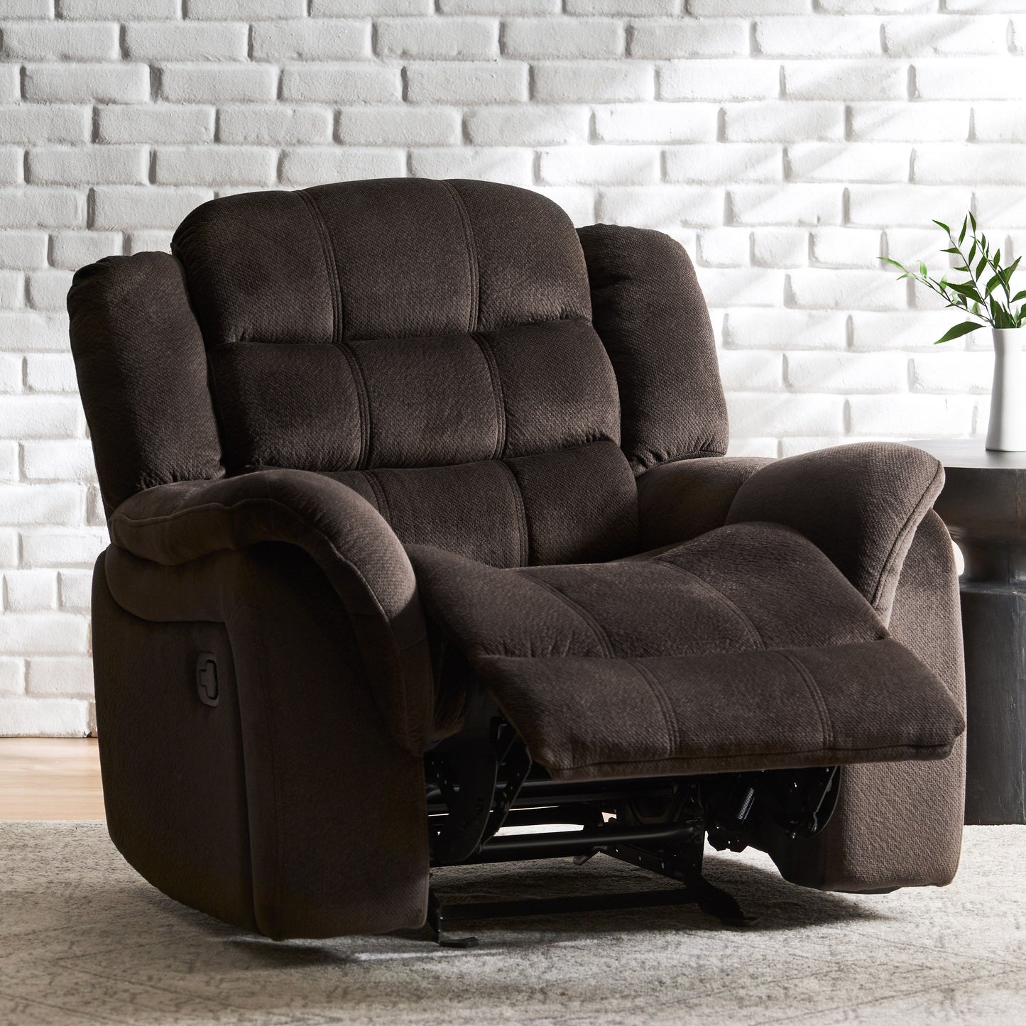 Classic Design, Plush, Glider Recliner - Brown