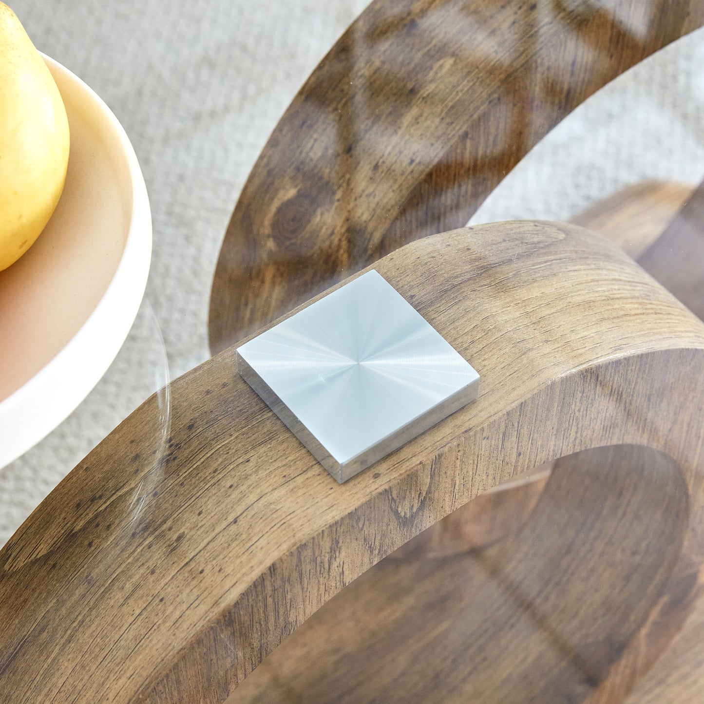 Modern Style Glass Top Coffee Table With Base Suitable For Living Rooms And Lounge Areas - Natural Wood