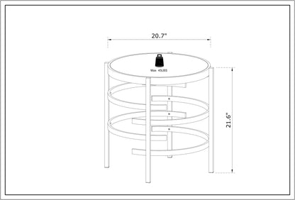 Modern Round End Table With Sintered Stone Top For Living Room - Chrome / Silver